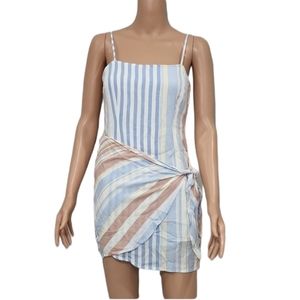Cotton Candy La Womens Striped Wrap Mini Tank Beach Dress Blue Size S Sleeveless
